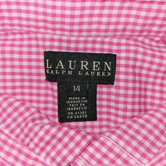 NWOT Lauren Ralph Lauren Pink and White Button Down Button Up Dress Shirt 14 - Picture 9 of 10